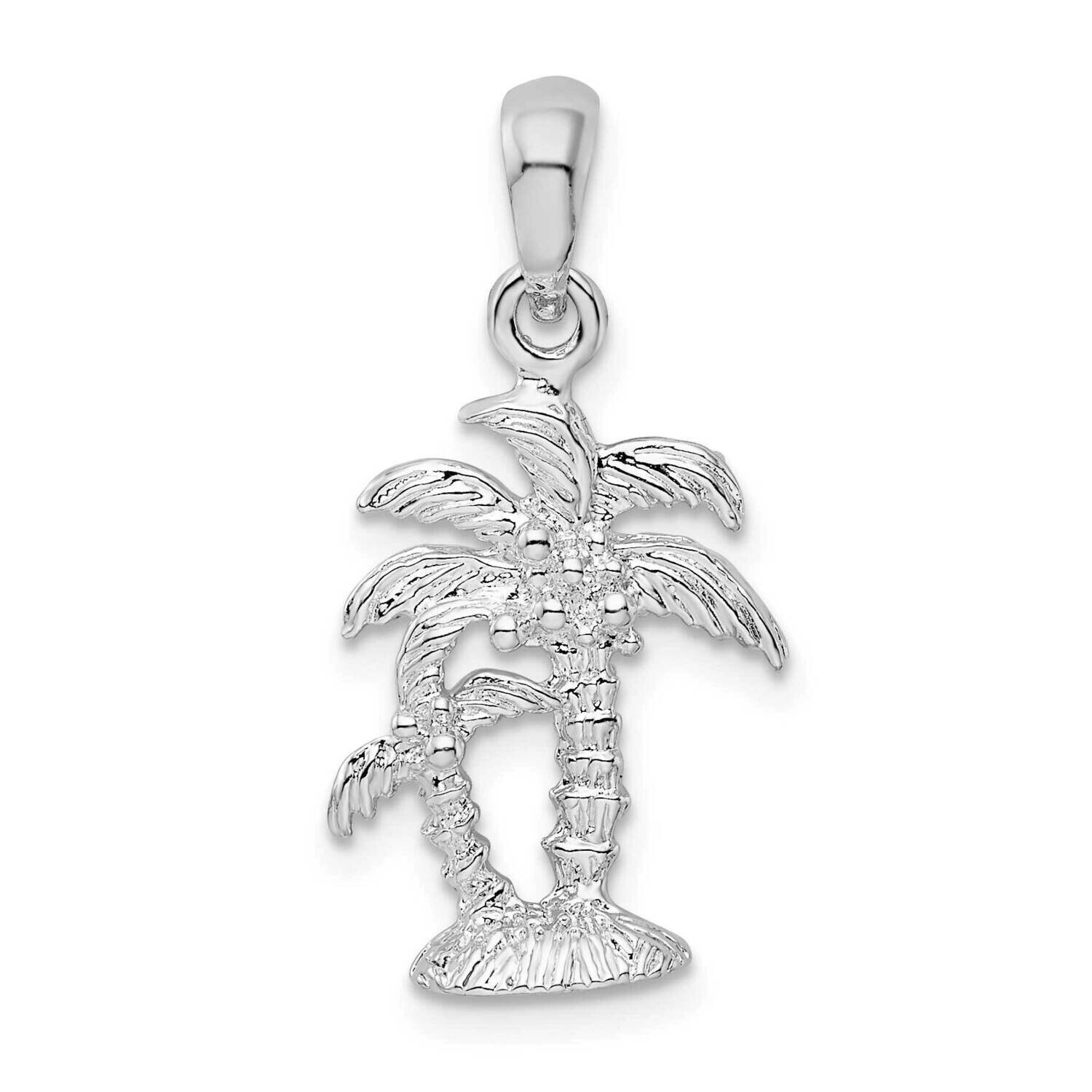 Textured 3D Two Palm Trees Pendant Sterling Silver Polished QC9866, MPN: QC9866, 637218146383