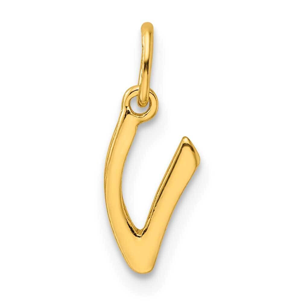 Gold-Tone Polished Letter V Initial Charm Sterling Silver QC6511VGP, MPN: QC6511VGP,