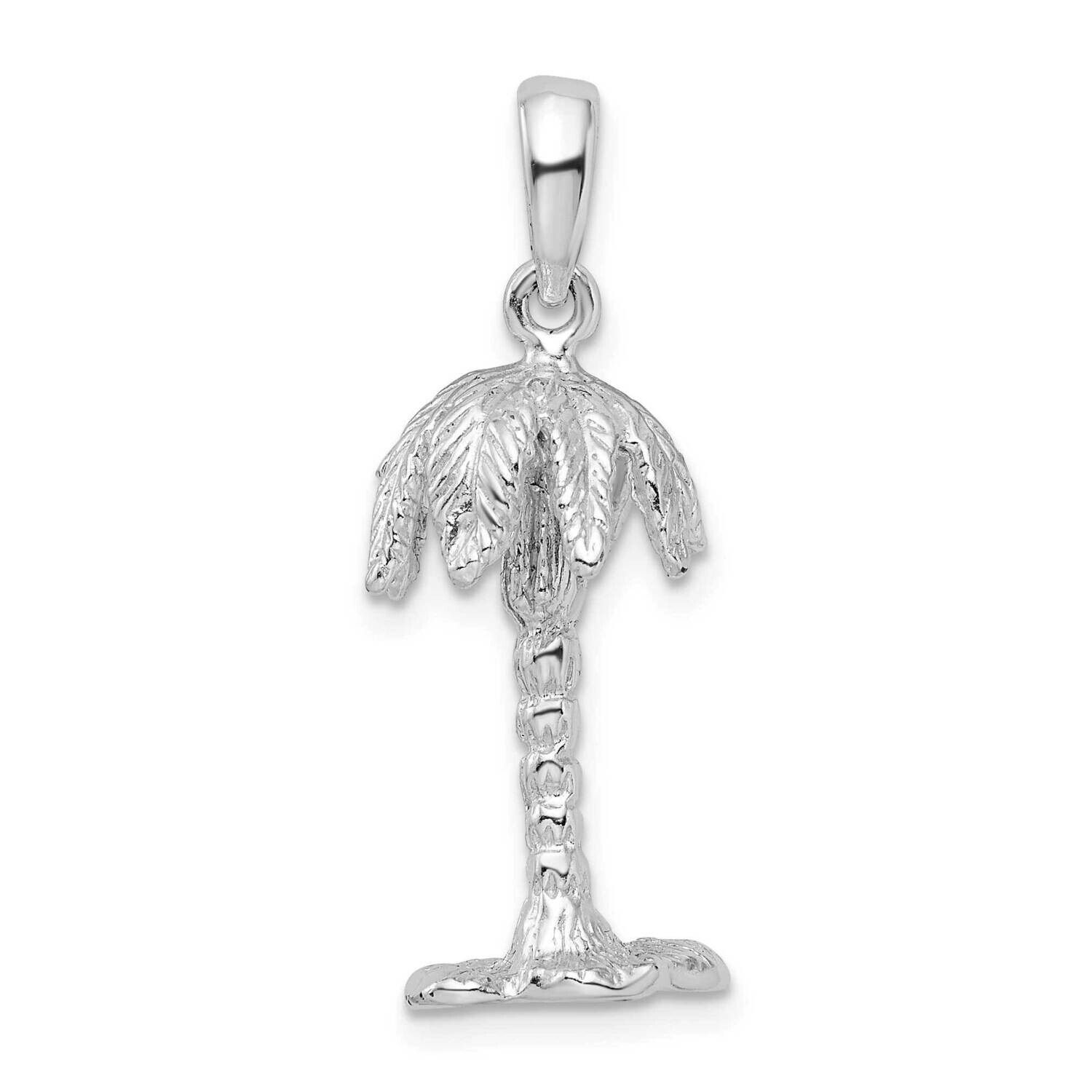 Textured 3D Palm Tree Pendant Sterling Silver Polished QC9865, MPN: QC9865, 637218146376