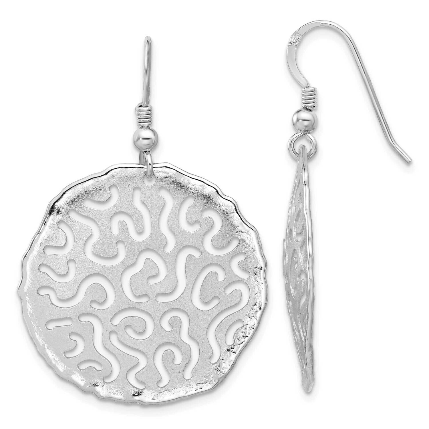 Rhodium Plated Polished Brushed Earrings Sterling Silver QE16745, MPN: QE16745,