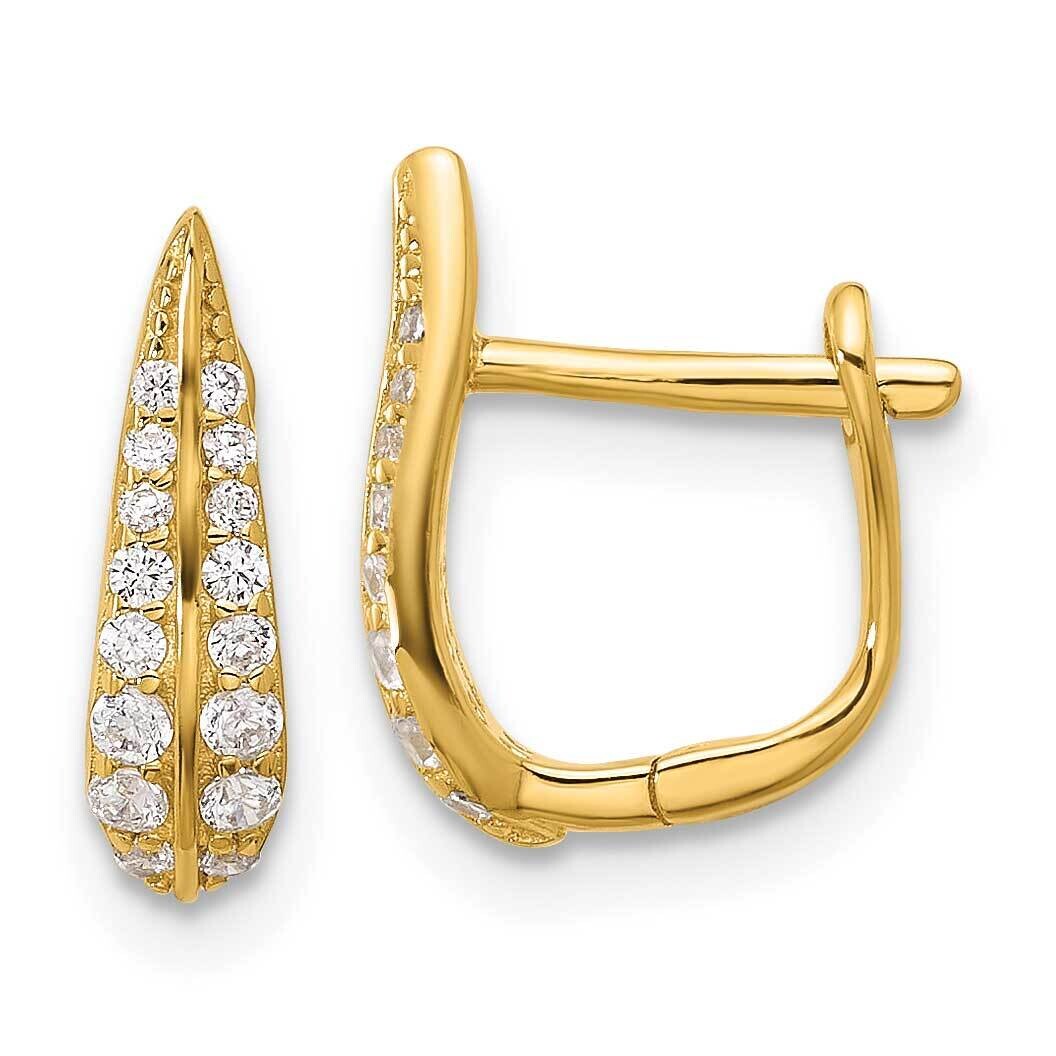 Gold-Tone CZ Leaf Hinged Hoop Earrings Sterling Silver QE17189GP, MPN: QE17189GP,
