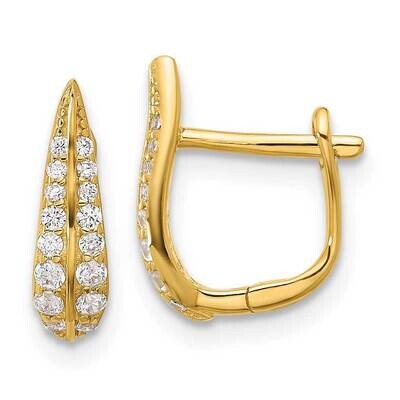 Gold-Tone CZ Leaf Hinged Hoop Earrings Sterling Silver QE17189GP, MPN: QE17189GP,
