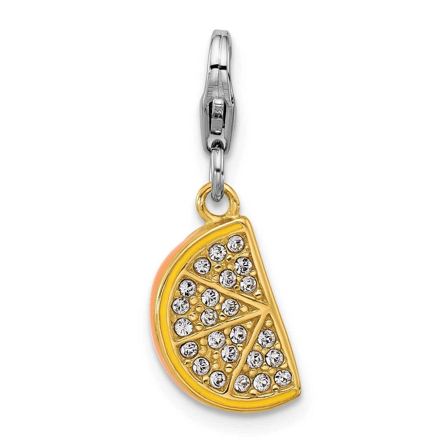 Amore La Vita Rh/Gold-Plated Enamel Swarov. Crystal Orange Charm Sterling Silver QCC1282, MPN: QCC1…