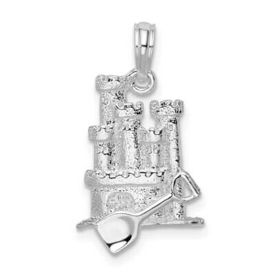3D Sandcastle Shovel Pendant Sterling Silver Polished QC9995, MPN: QC9995, 637218154524