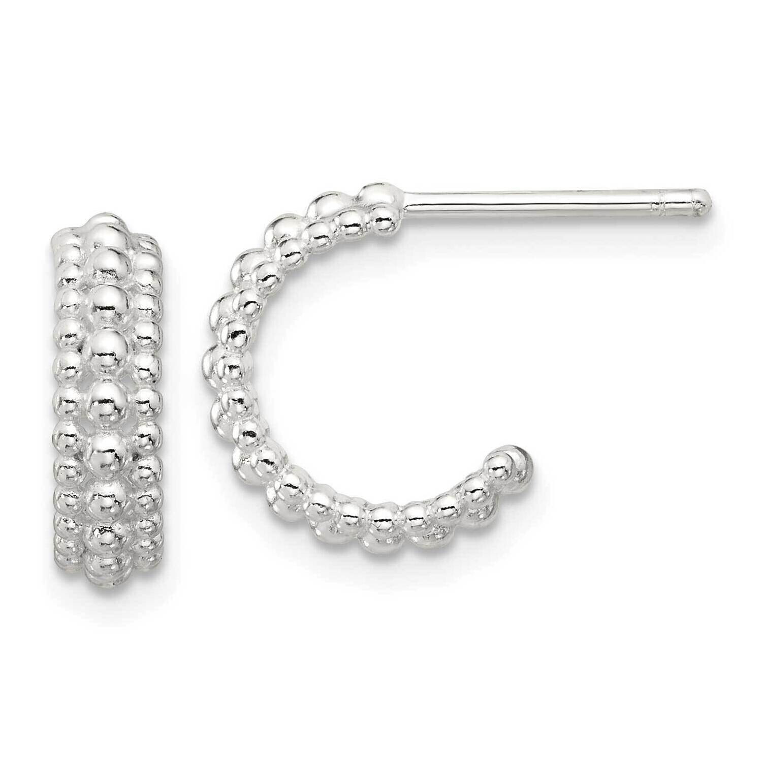 E-Coated Beaded C-Hoop Earrings Sterling Silver QE17001