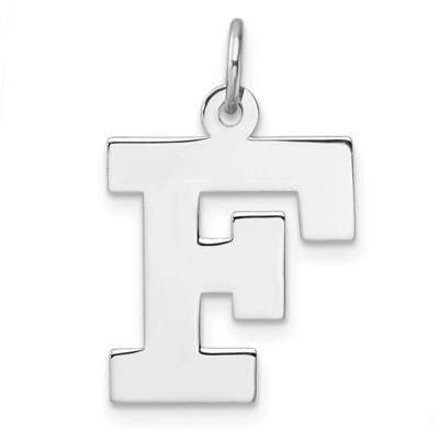Large Block Letter F Initial Charm Sterling Silver Rhodium-Plated QC11255F, MPN: QC11255F,