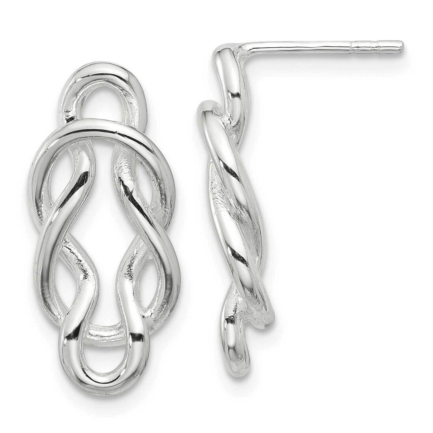 Double Fancy Knot Post Earrings Sterling Silver Polished QE17044, MPN: QE17044,