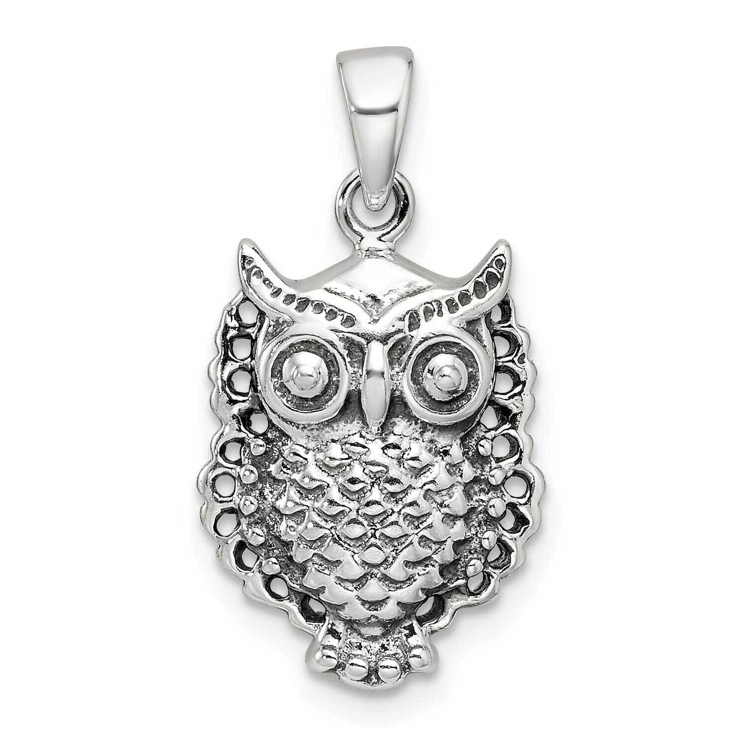 Antiqued Owl Pendant Sterling Silver Polished QC11340 by Men&#39;s Jewelry and Accessories, MPN: QC1134…