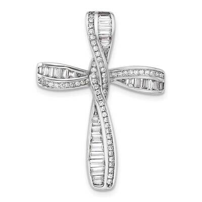 CZ Cross Pendant Slide Sterling Silver Rhodium-Plated QC11446, MPN: QC11446,