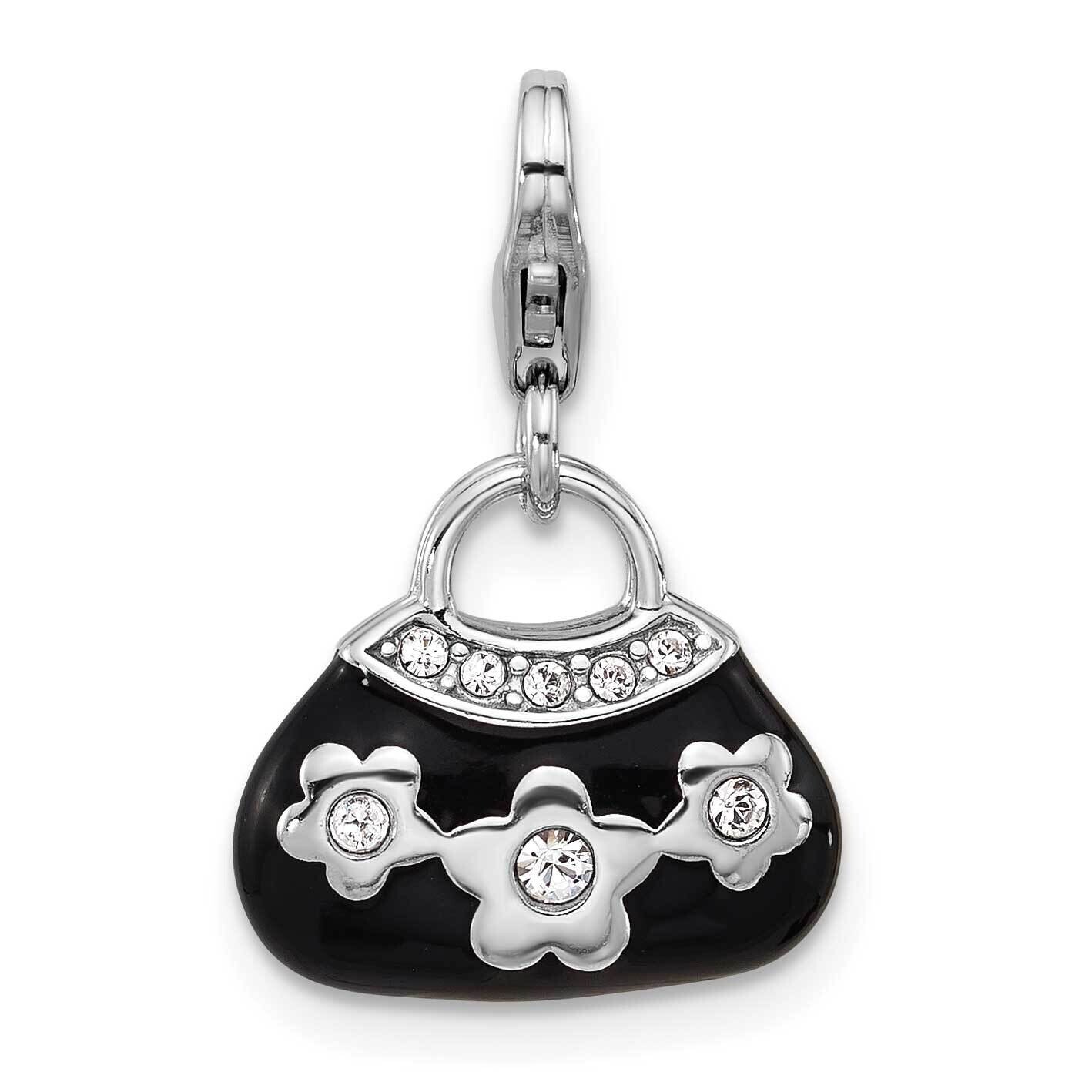 Amore La Vita Rh-Plated Enamel Swarovski Crystal 3-D Handbag Charm Sterling Silver QCC1279, MPN: QC…