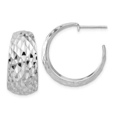 Polish Textured C-Hoop Post Earrings Sterling Silver Rhodium-Plated QE16999, MPN: QE16999,