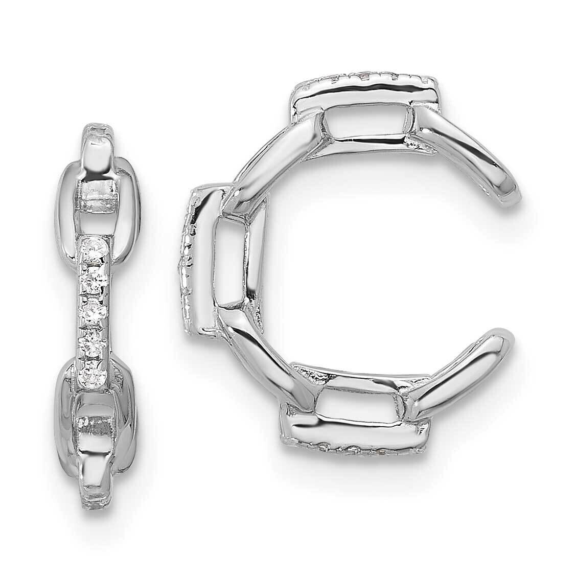 Rhod-Plated CZ Chain Link Design Pair Of 2 Cuff Earrings Sterling Silver QE17092