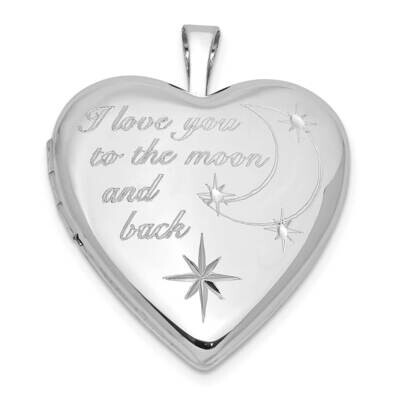Rh-Pl I Love You To The Moon And.. 20mm Heart Locket Sterling Silver QLS1135, MPN: QLS1135,