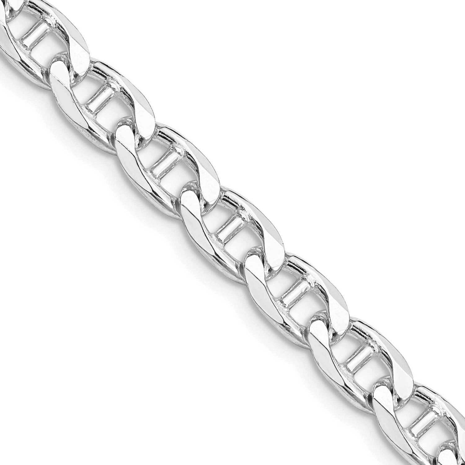 6.5mm Flat Cuban Anchor Chain 24 Inch Sterling Silver Rhodium-Plated QFAN180R-24, MPN: QFAN180R-24,