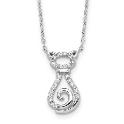 CZ Cat 2 Inch Extension Necklace Sterling Silver Rhodium-Plated QG6682-18, MPN: QG6682-18,