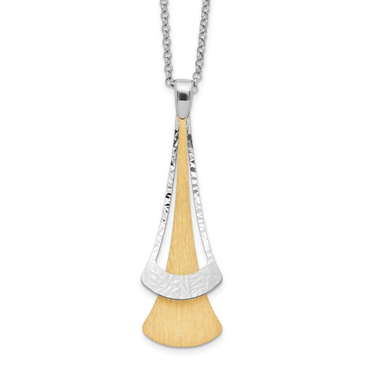 Rh-Plated Gold-Plated Fancy 2 Inch Extender Necklace Sterling Silver QG6539-16, MPN: QG6539-16,