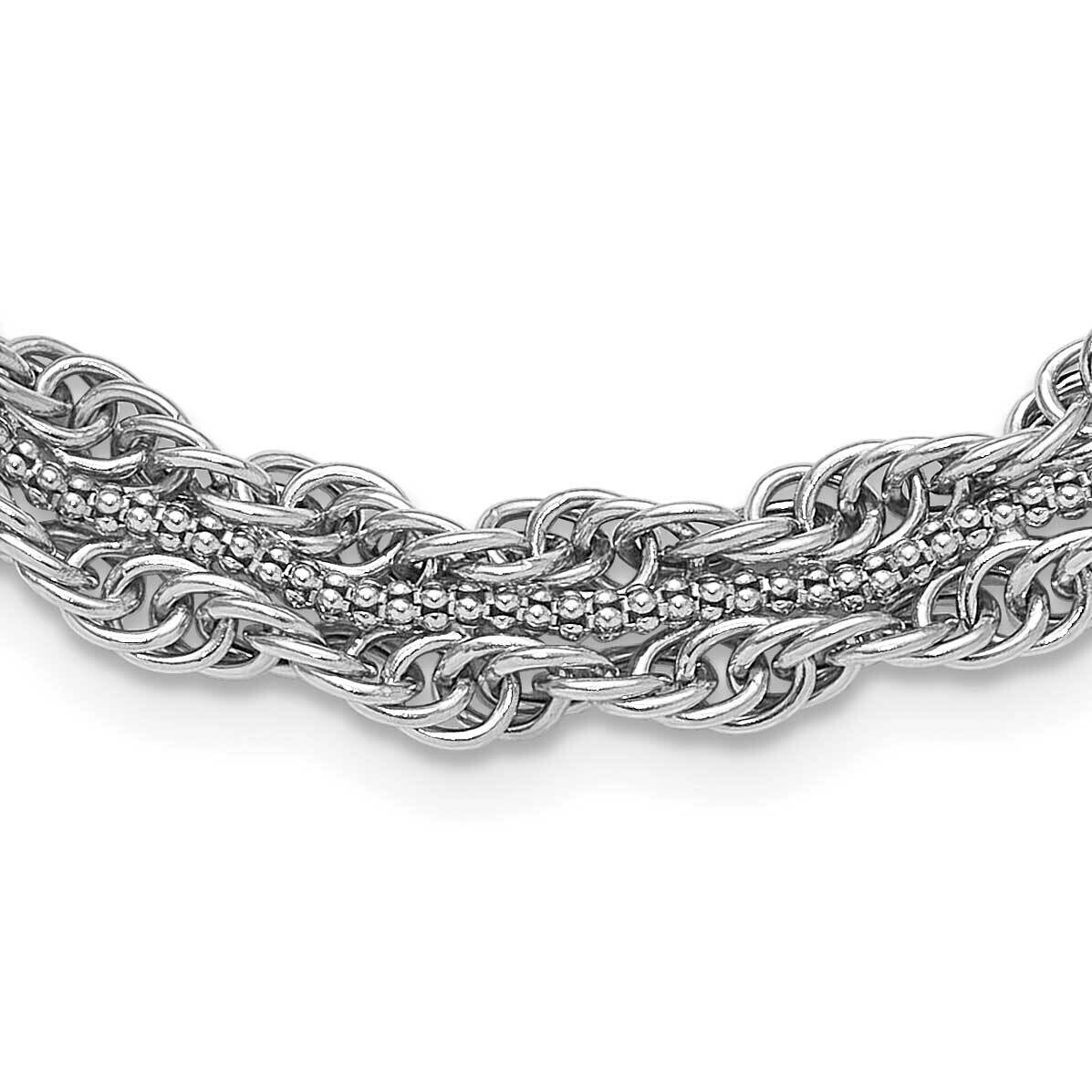 Rope Link Fancy 18.5 Inch Necklace Sterling Silver Rhodium-Plated QG6518-18.5