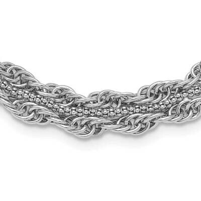 Rope Link Fancy 18.5 Inch Necklace Sterling Silver Rhodium-Plated QG6518-18.5, MPN: QG6518-18.5,