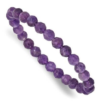 Amethyst Faceted 7.00mm Beaded Stretch Bracelet QH5737, MPN: QH5737,