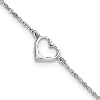Open Heart 10In Anklet Sterling Silver Rhodium-Plated QG6287-10, MPN: QG6287-10,