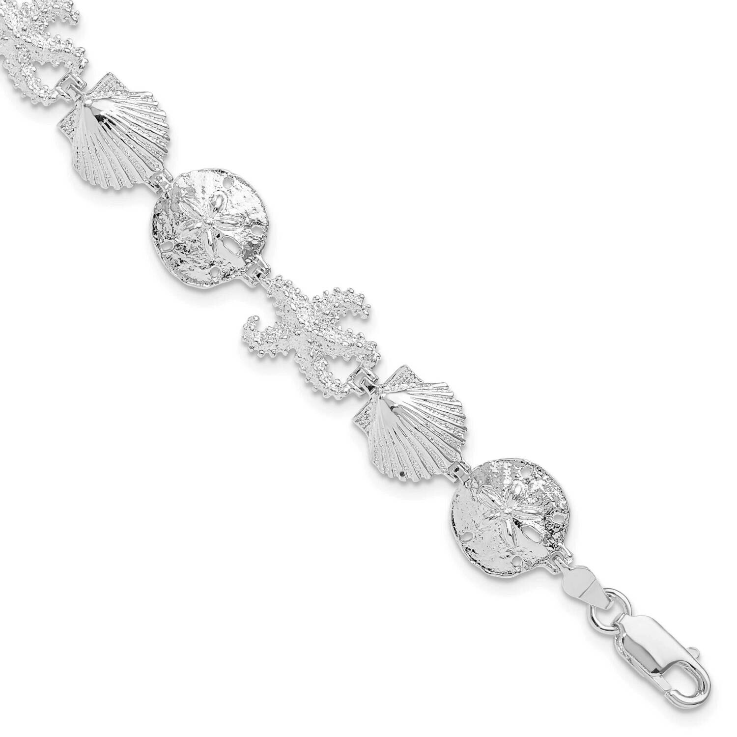 Starfish,Shell,SDollar Bracelet 7.25 Inch Sterling Silver Polished QH5570-7.25, MPN: QH5570-7.25, 6…