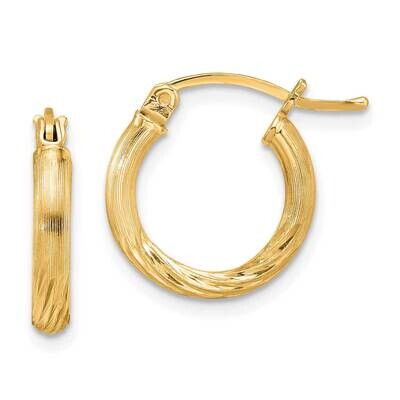Flash Gold-Plated 2.5mm Polished Satin Diamond-Cut Hoop Earrings Sterling Silver QE4429GP, MPN: QE4…