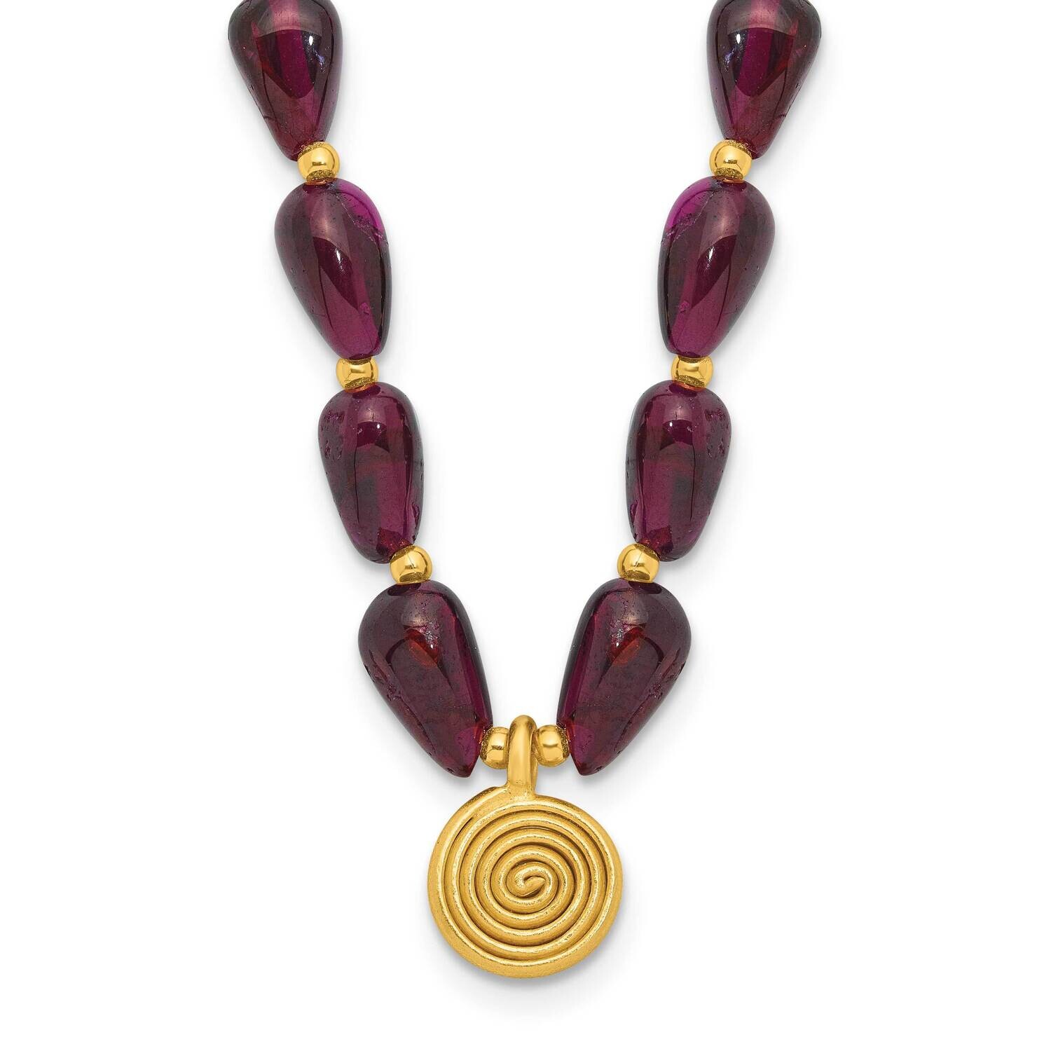 Gold-Plated Garnet 16 Inch 2 Inch Extender Necklace Sterling Silver QH5684-16, MPN: QH5684-16,