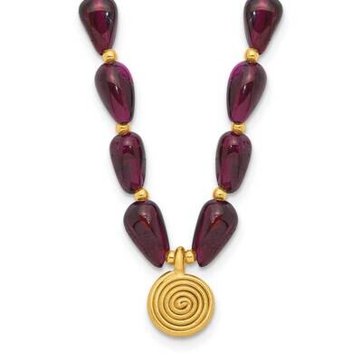 Gold-Plated Garnet 16 Inch 2 Inch Extender Necklace Sterling Silver QH5684-16, MPN: QH5684-16,