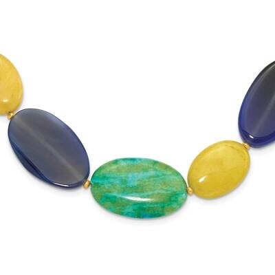 Gold-Plated Multi Stone 18.25 Inch 2 Inch Extension Necklace Sterling Silver QH5708-18.25, MPN: QH5…