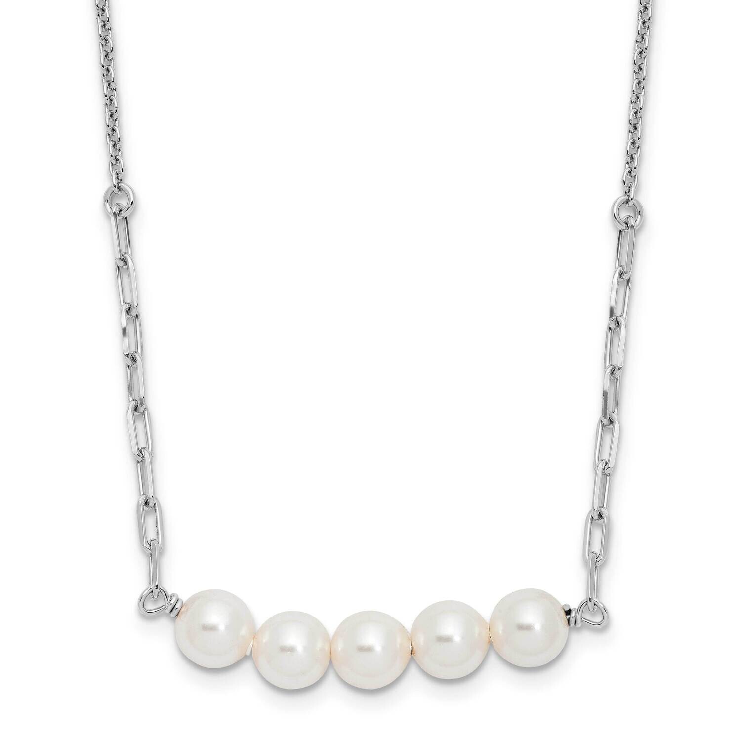 Glass Pearl 16 Inch 2 In Extension Necklace Sterling Silver Rhodium-Plated QG6634-16, MPN: QG6634-1…