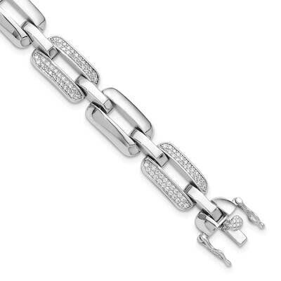 CZ Open Link 7.25 Inch Bracelet Sterling Silver Rhodium-Plated QG6452-7.25, MPN: QG6452-7.25,