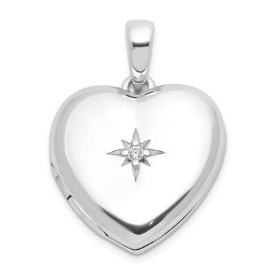E-Coated CZ 19mm Heart Locket Sterling Silver QLS1136, MPN: QLS1136,