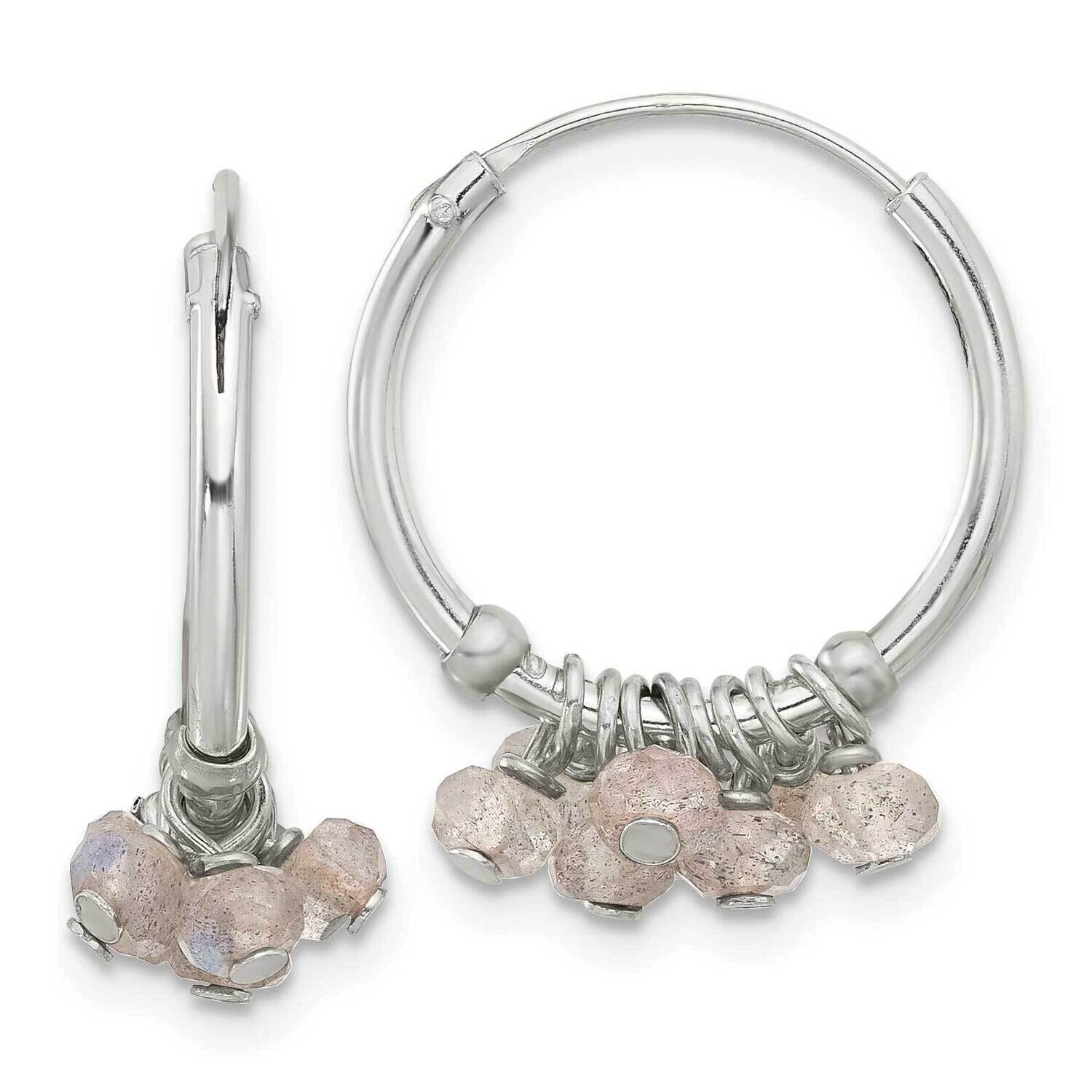 Labradorite Beaded Endless Round Hoop Earrings Sterling Silver Polished QE17282, MPN: QE17282,