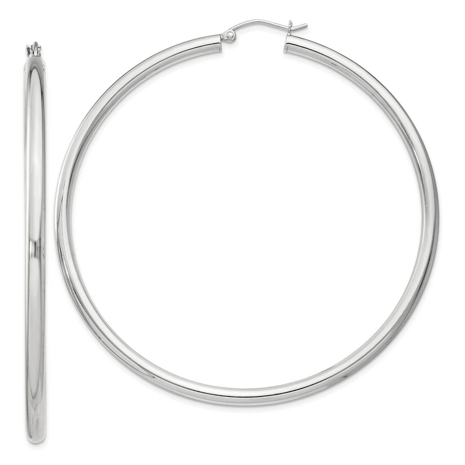 3mm Round Hoop Earrings Sterling Silver QE4399SP, MPN: QE4399SP,