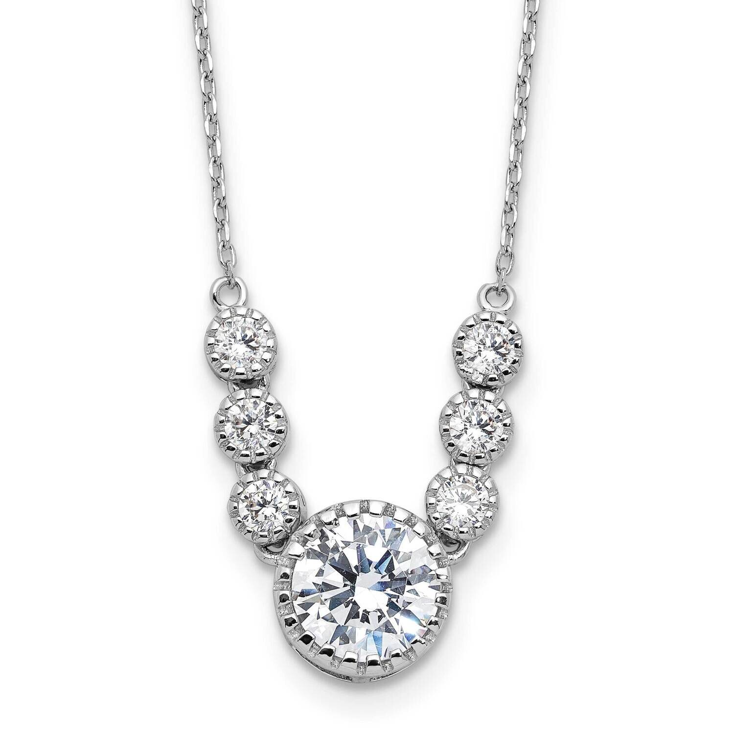 CZ 16 Inch 2 Inch Extension Necklace Sterling Silver Rhodium-Plated QG6667-16, MPN: QG6667-16,