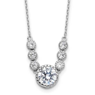 CZ 16 Inch 2 Inch Extension Necklace Sterling Silver Rhodium-Plated QG6667-16, MPN: QG6667-16,