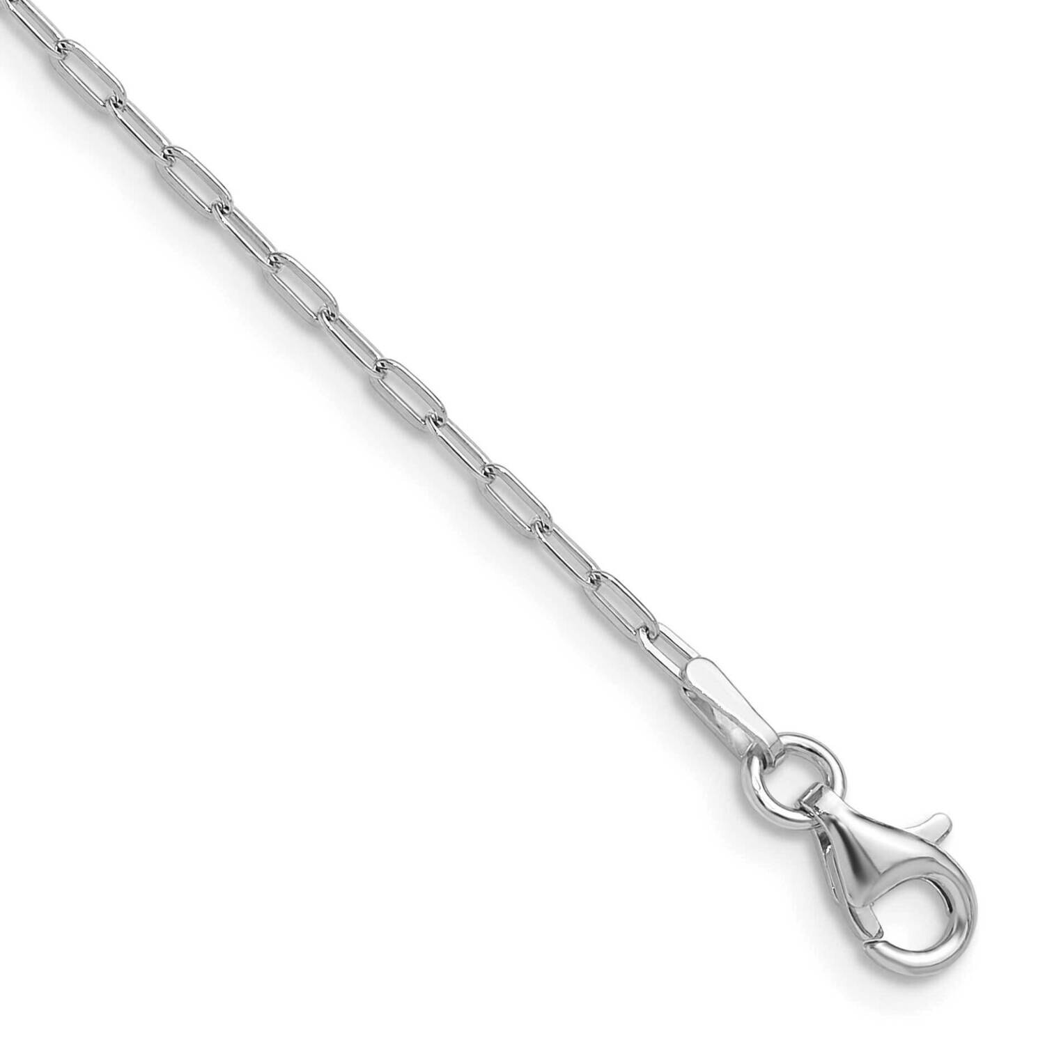 1.65mm Paperclip Link 16 Inch 2 Inch Extension Necklace  Sterling Silver Rhodium-Plated QG6498-16, …