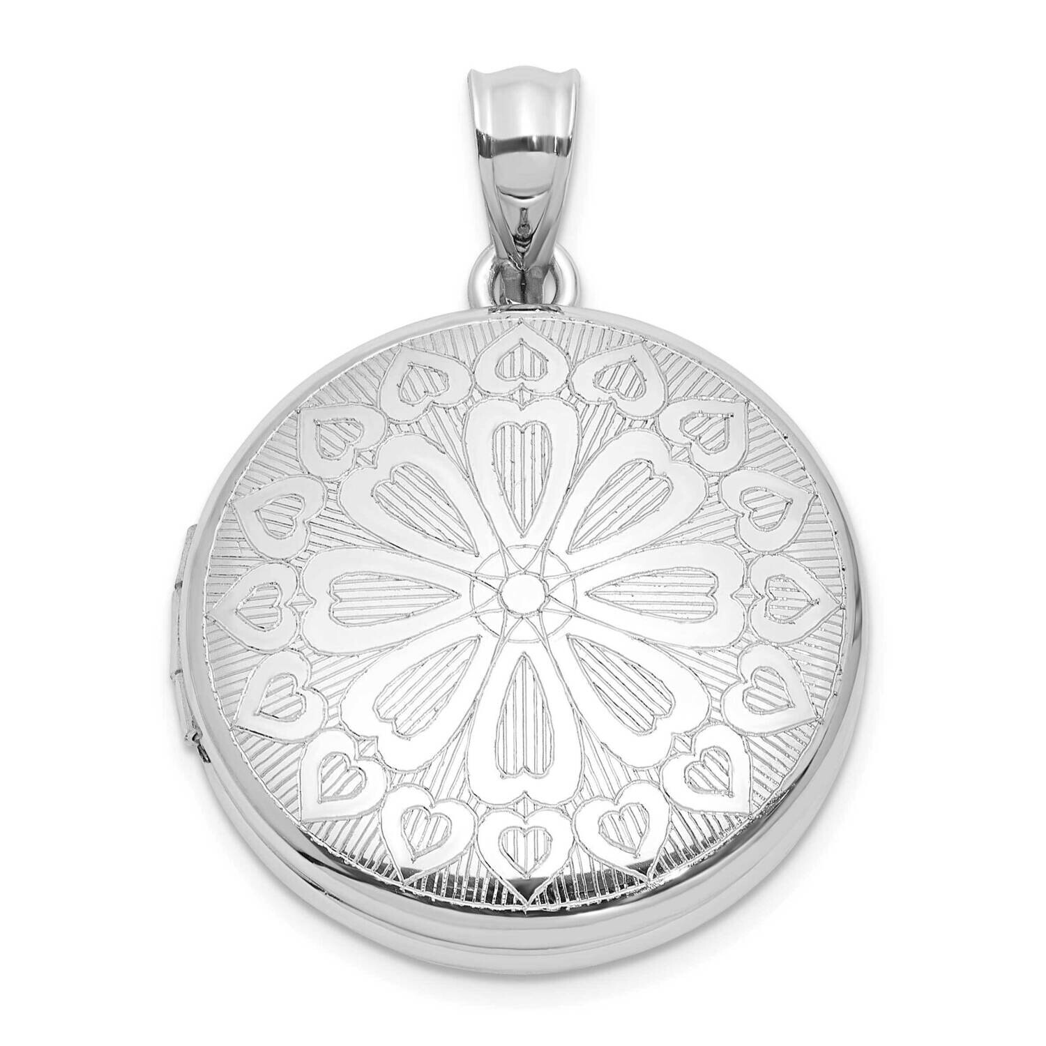 20mm Floral Heart Filigree Round Locket Sterling Silver Rhodium-Plated QLS1170, MPN: QLS1170,