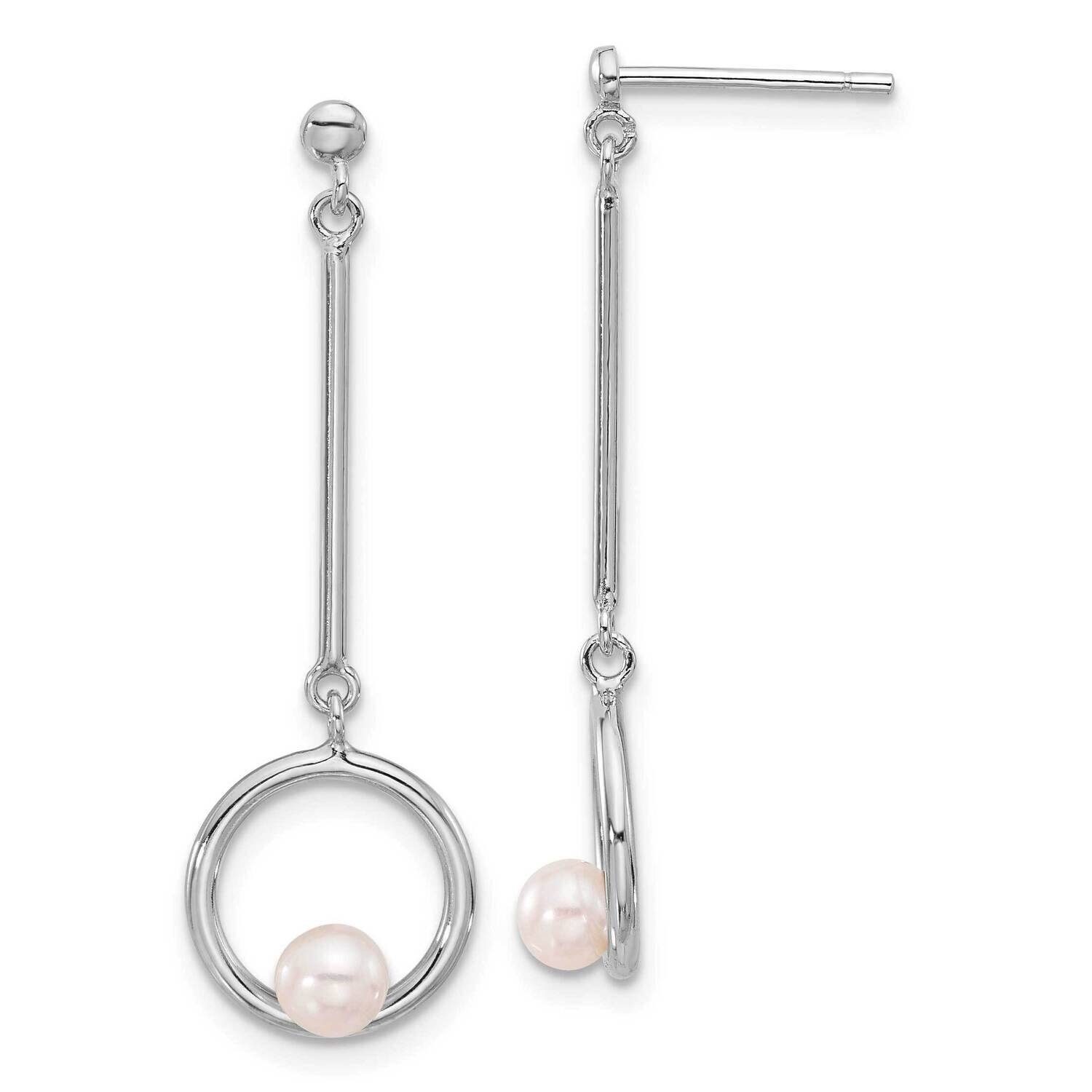 4-4.5mm Fwc Pearl Dangle Earrings Sterling Silver Rhodium-Plated QE17223, MPN: QE17223,