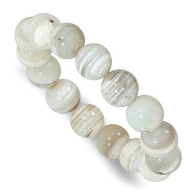 Grey Agate 12.00mm Beaded Stretch Bracelet QH5755, MPN: QH5755,