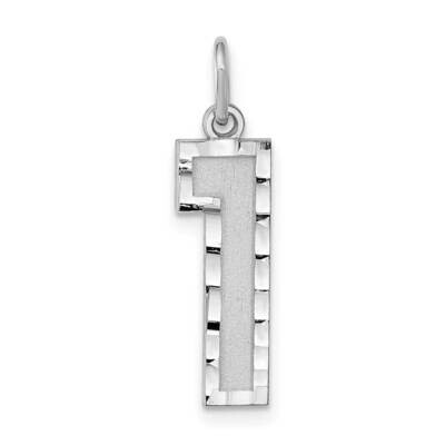 Large Diamond-Cut #1 Charm Sterling Silver Rhodium-Plated QLN01, MPN: QLN01,