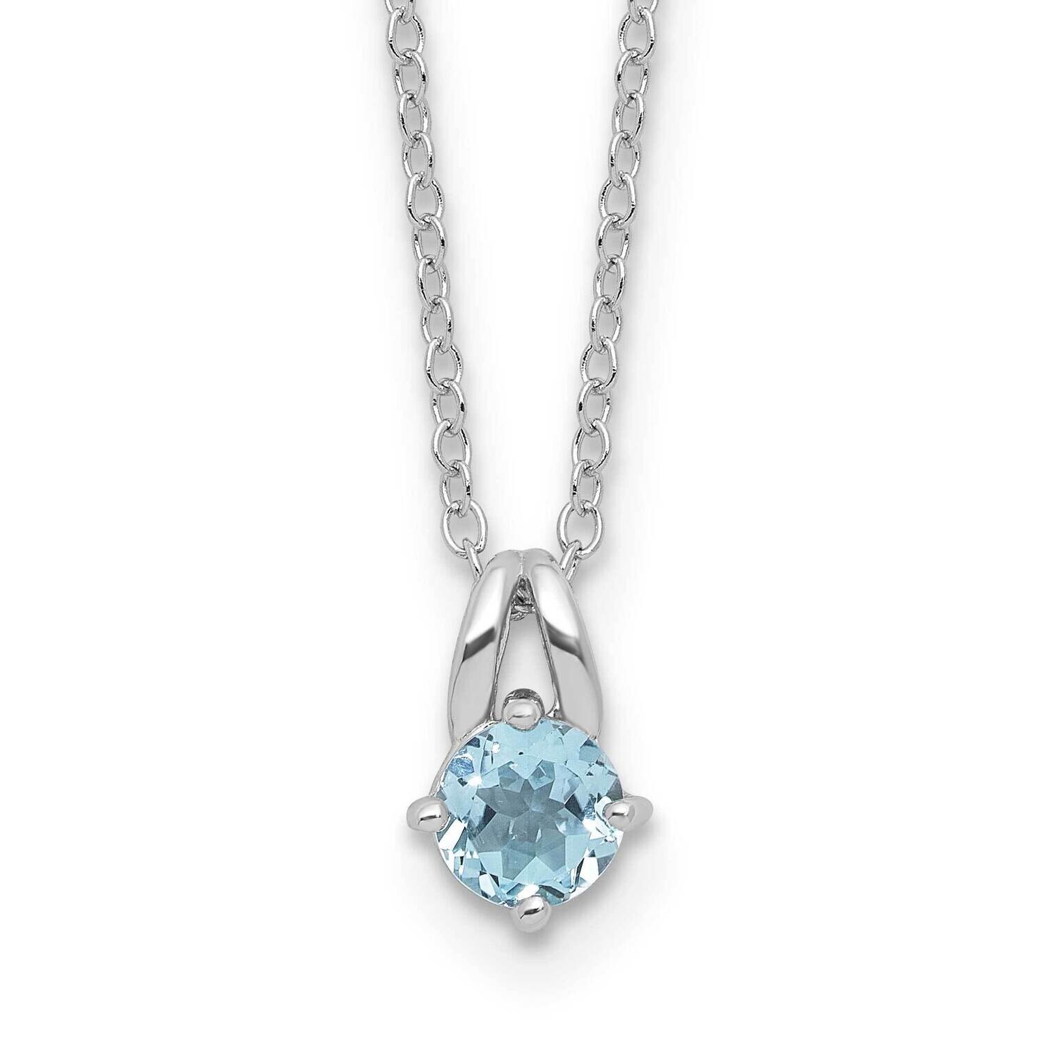 .59Bt Blue Topaz 16 Inch 2 Inch Extension Necklace Sterling Silver Rhodium-Plated QG6741BT-16