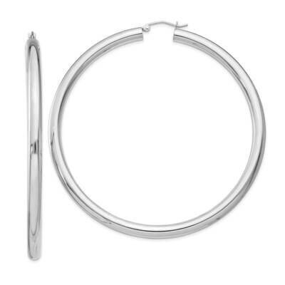 4mm Round Hoop Earrings Sterling Silver QE4406SP, MPN: QE4406SP,
