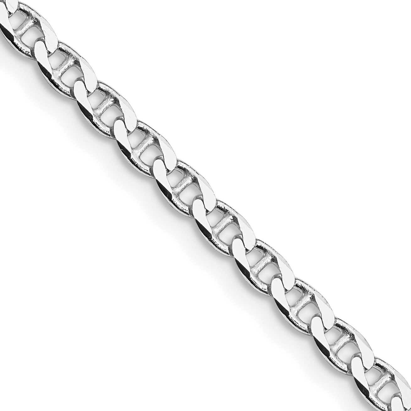 3.15mm Flat Cuban Anchor Chain 24 Inch Sterling Silver Rhodium-Plated QFAN080R-24, MPN: QFAN080R-24,