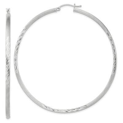 2.5mm Polished Satin Diamond-Cut Hoop Earrings Sterling Silver QE4434SP, MPN: QE4434SP,