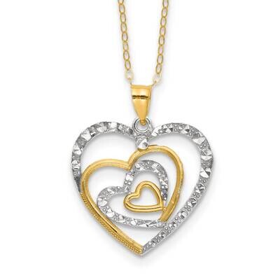 Gold-Tone White Rhod Diamond-Cut Heart 16 Inch 2 Inch Extender Necklace Sterling Silver QG6606-16, …