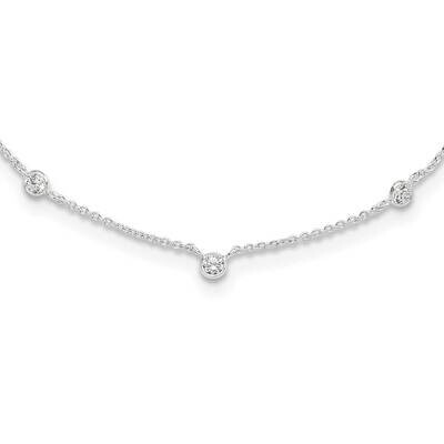 E-Coated CZ Stations 18 Inch 2 Inch Extension Necklace Sterling Silver QG6558-18, MPN: QG6558-18,