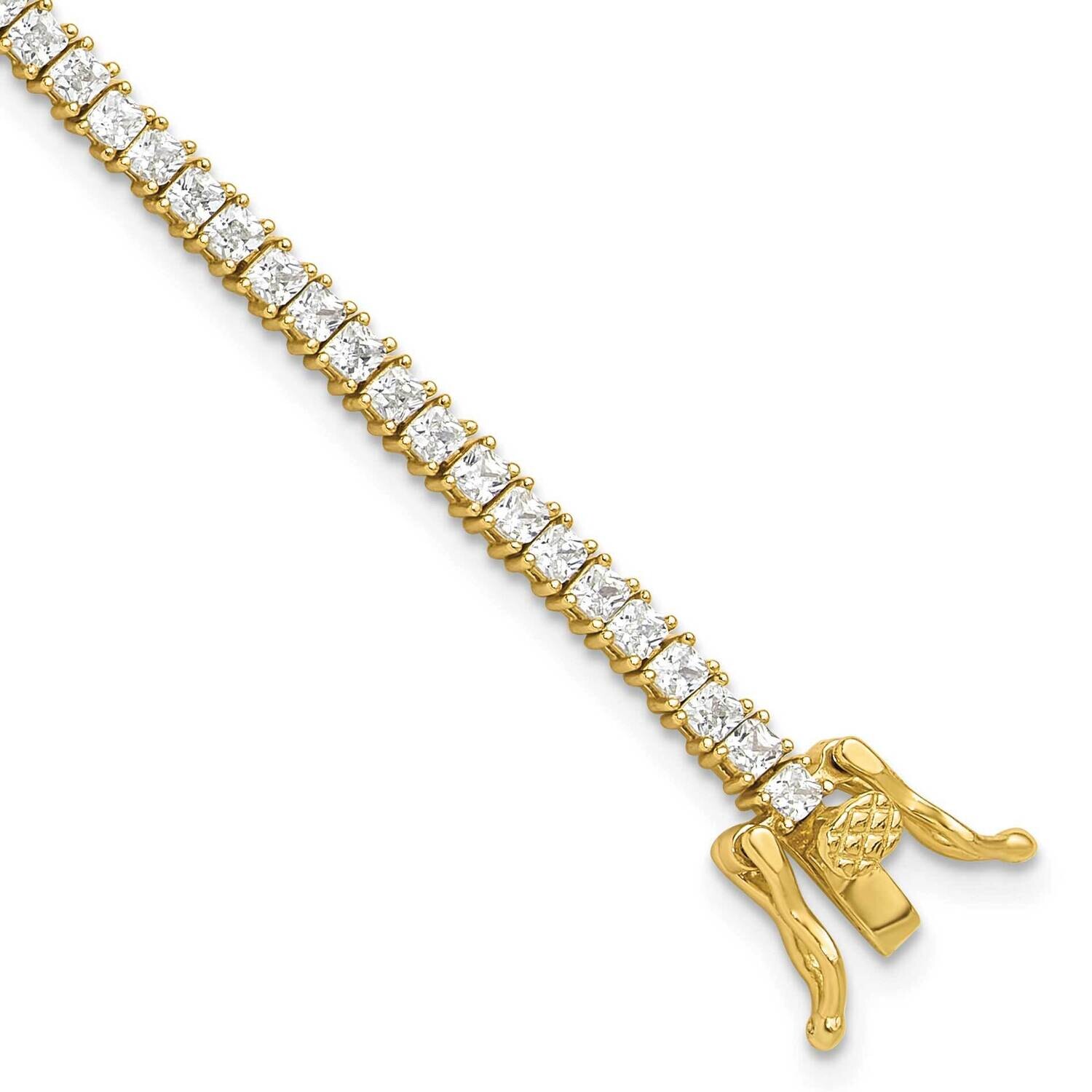 Gold-Tone 3mm Princess Cut CZ 7.75 Inch Tennis Bracelet Sterling Silver QG6430GP-7.75, MPN: QG6430G…