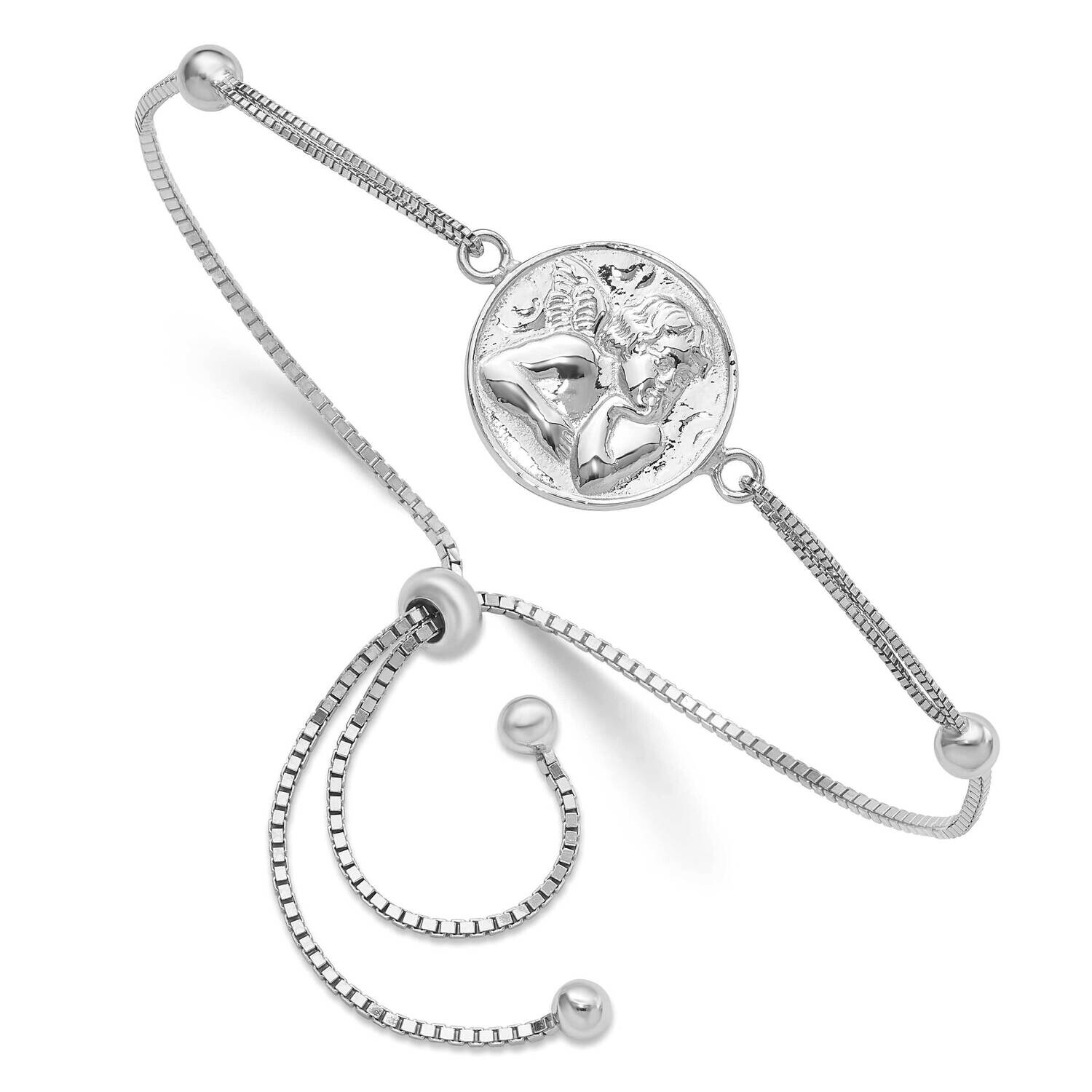 Polished Cherub Adjustable Bracelet Sterling Silver Rhodium-Plated QG6389, MPN: QG6389,