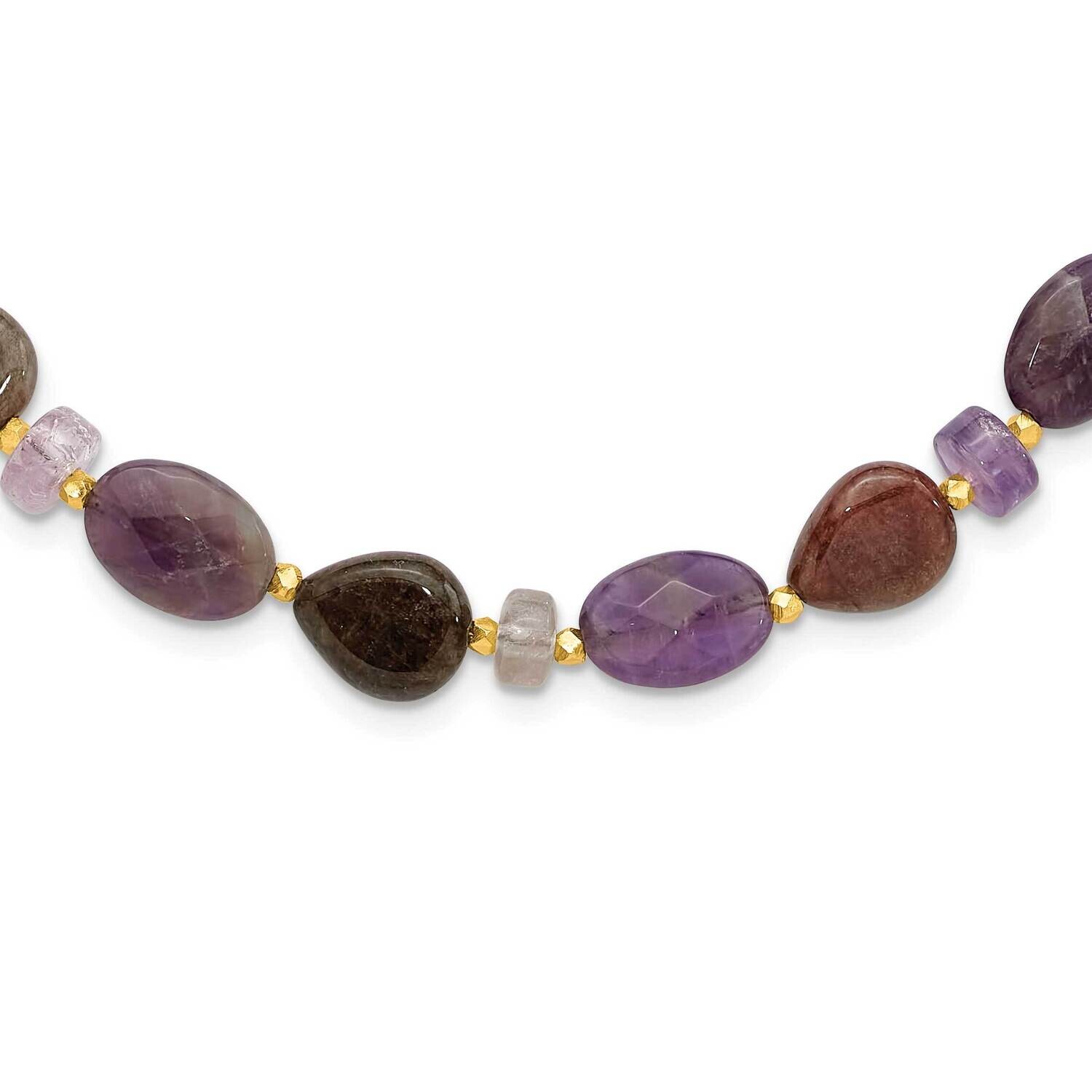 Gold-Plated Amethyst Tourmaline 2 Inch Extension Necklace Sterling Silver QH5676-18, MPN: QH5676-18,